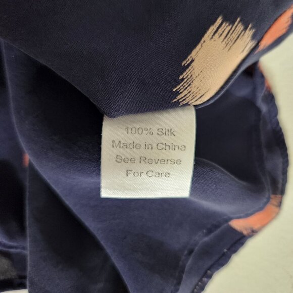 Parker Dress Womens Small Navy Blue Long Sleeve Polka Dot Wrap Dress Button Cuff - Picture 9 of 12